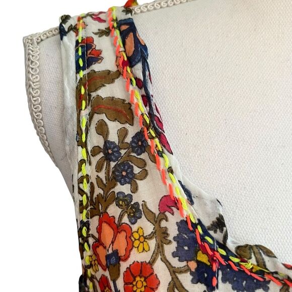 RAGA Womens Boho Floral Sleeveless Top Size S Peasant Festival Resort Vacation - Picture 4 of 10